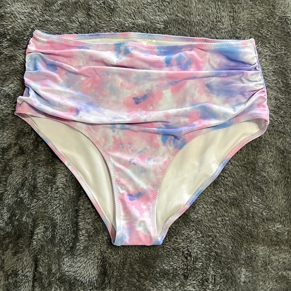 Brooklyn High Waist Slimming Design Bikini, Size XL, Tie Dye Cotton Candy - Picture 5 of 8